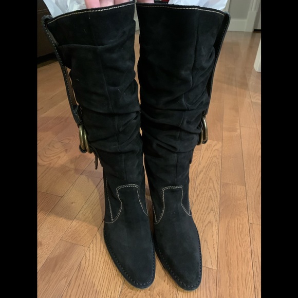 Coach  “Noreen" Black suede slouch boots size 7 B - Picture 8 of 11